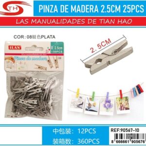 PINZA DE MADERA PLATA