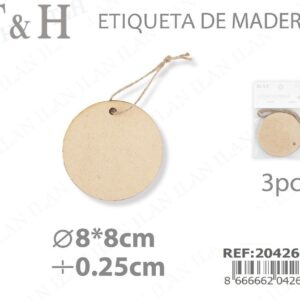 ETIQUETA DE MADERA 8*8*0,25