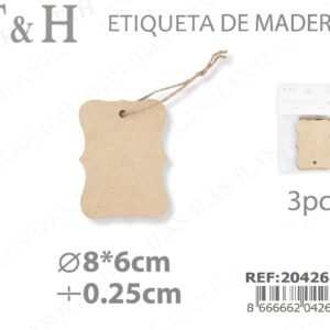 ETIQUETA DE MADERA 8*6*0,25