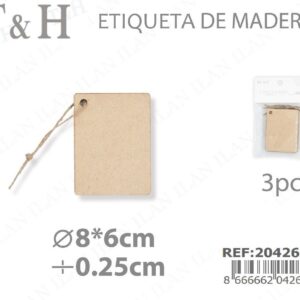 ETIQUETA DE MADERA 8*6*0,25